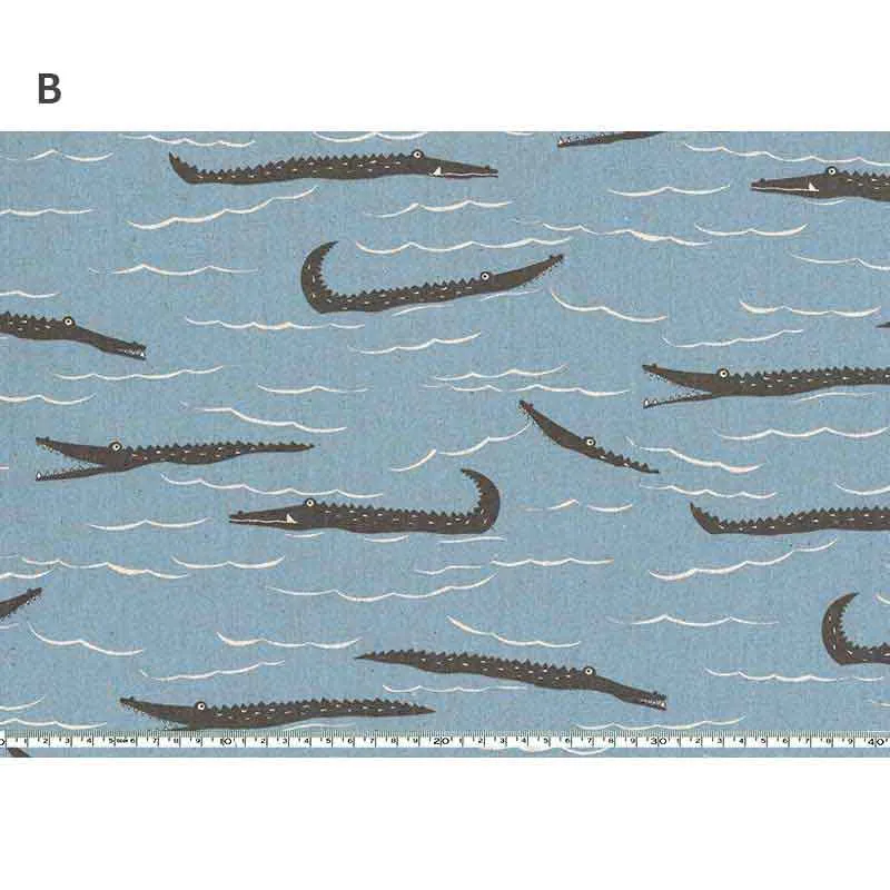 Yoko Saito 10627 tissu toile coton lin crocodiles au mètre