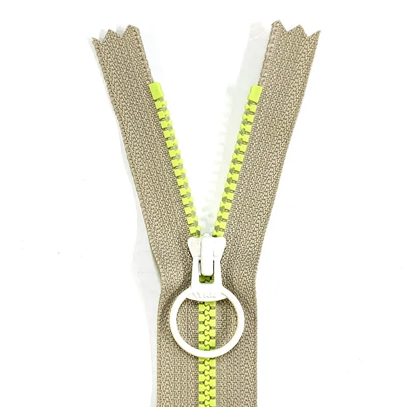Yoko Saito fermeture eclair bicolore 25 cm beige citron