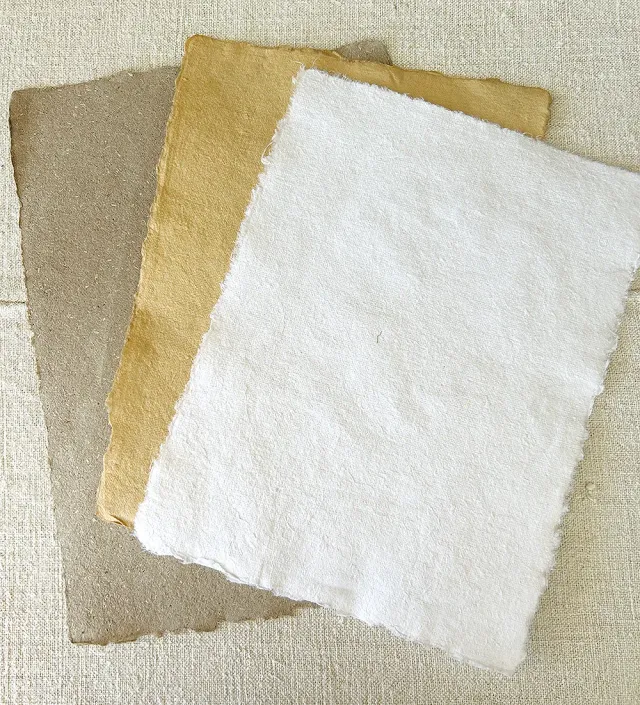 French General papier coton artisanal 10 feuilles 18x24cm neige
