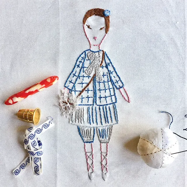 French General Petite Maude kit broderie sampler lin Jess Brown