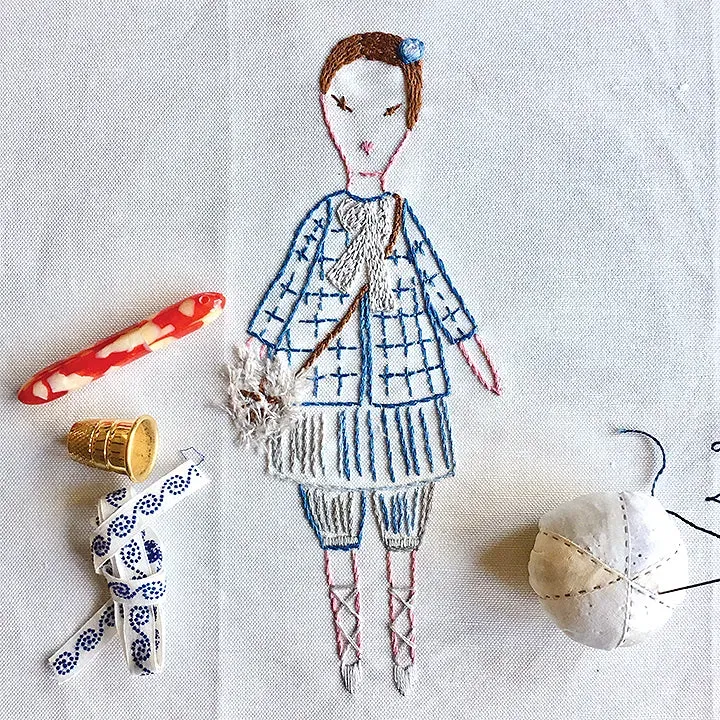 French General Petite Maude kit broderie sampler lin Jess Brown
