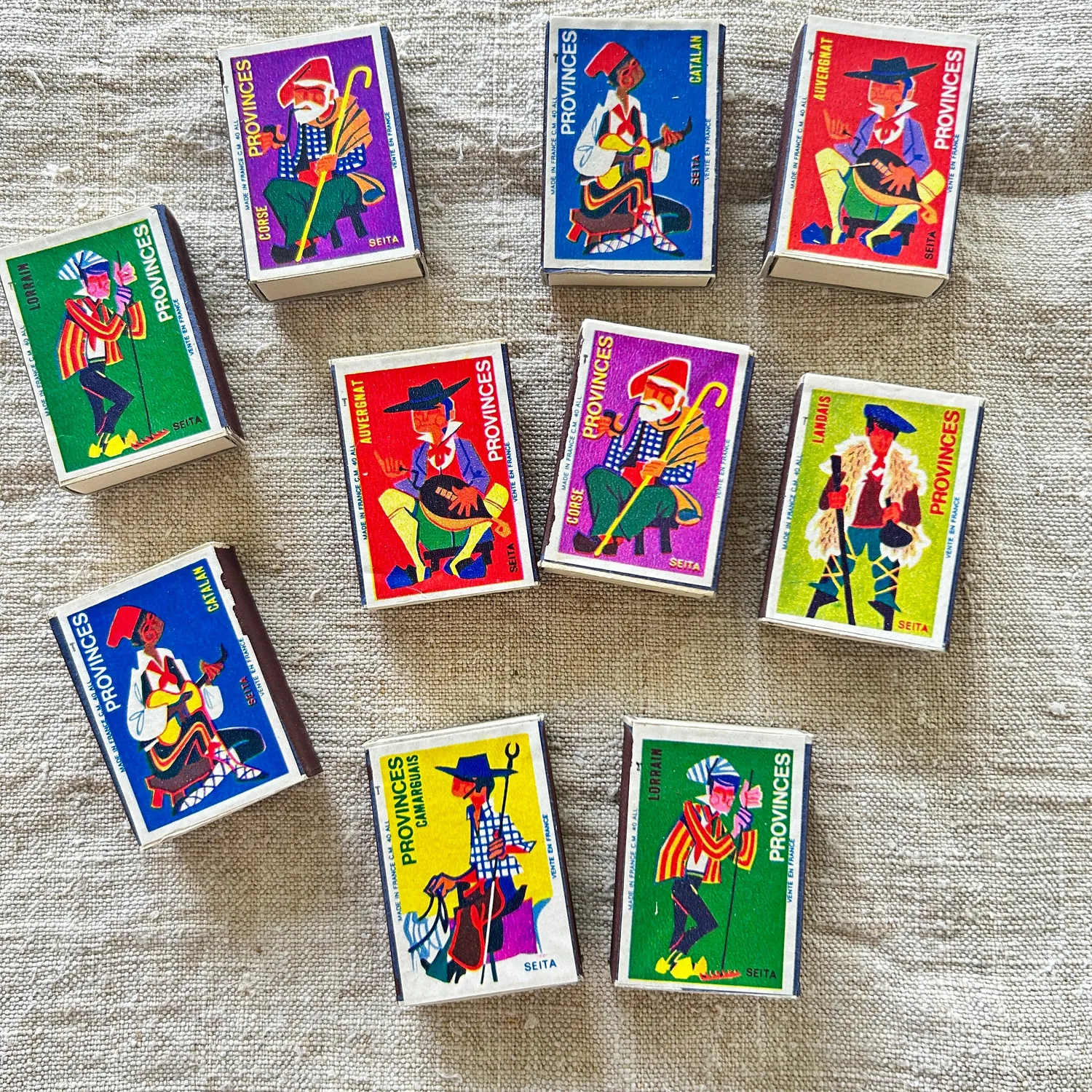 French General Vintage lot 10 boîtes d'allumettes femmes