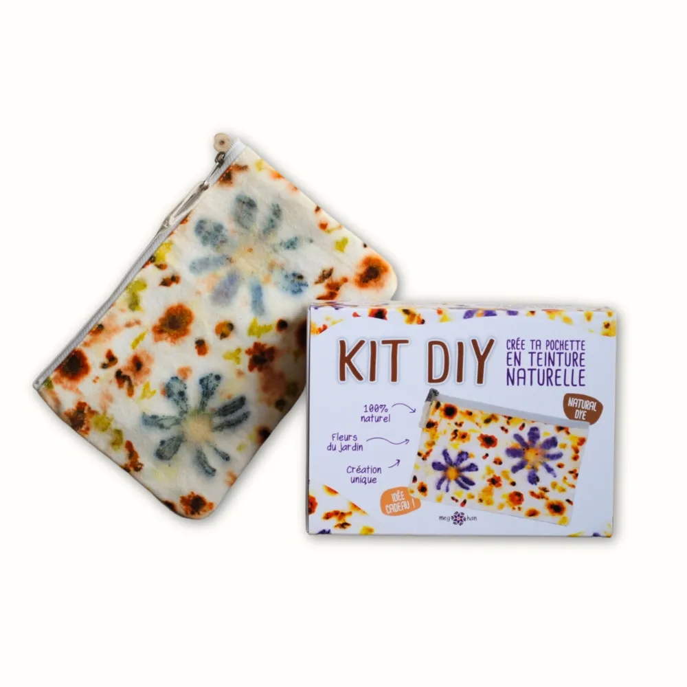 Tribu Indigo Pochette kit DIY teinture naturelle fleurs 18x12 cm