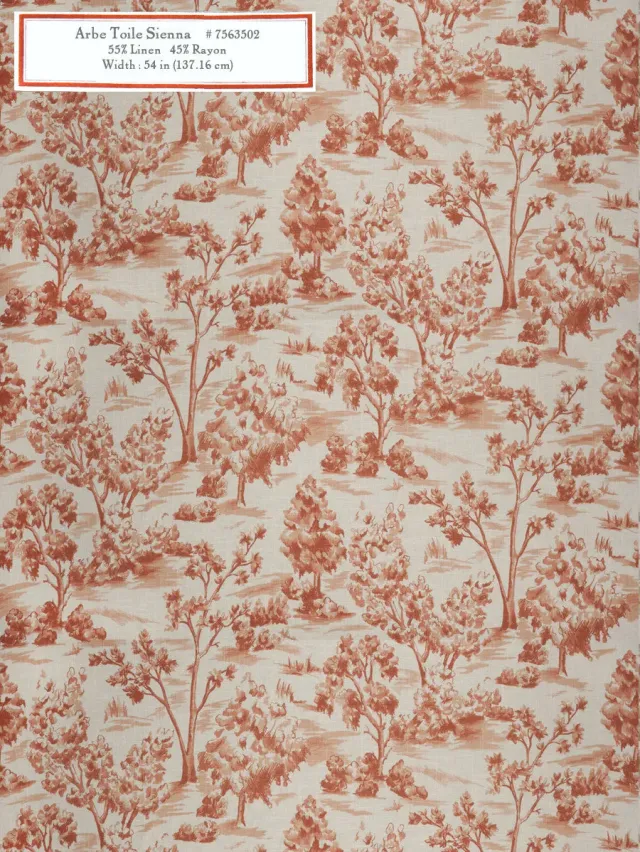 French General Arbe Toile Sienna tissu ameublement 137 cm