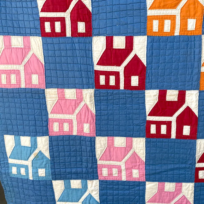 French General House quilt ancien 163x206 coton signé