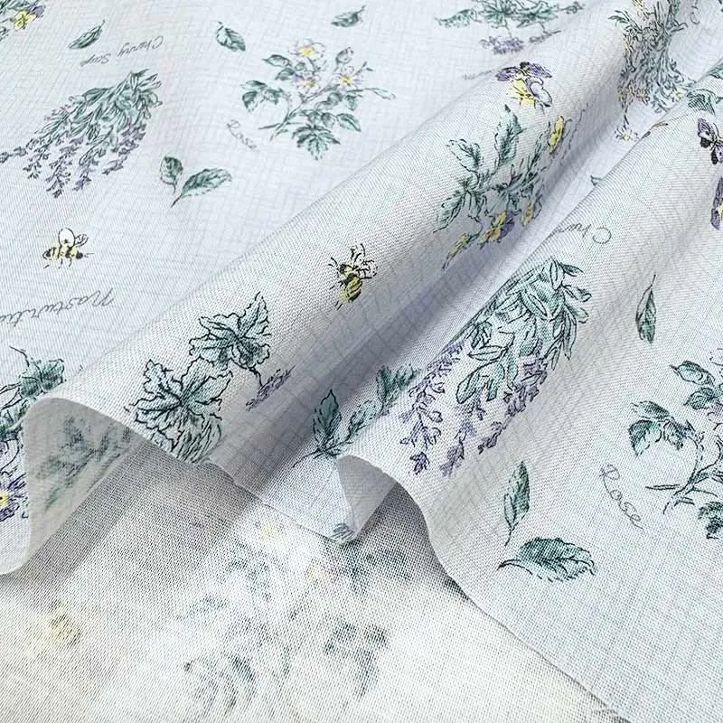 Yoko Saito 2026-04-A05 tissu coton bleu clair au mètre