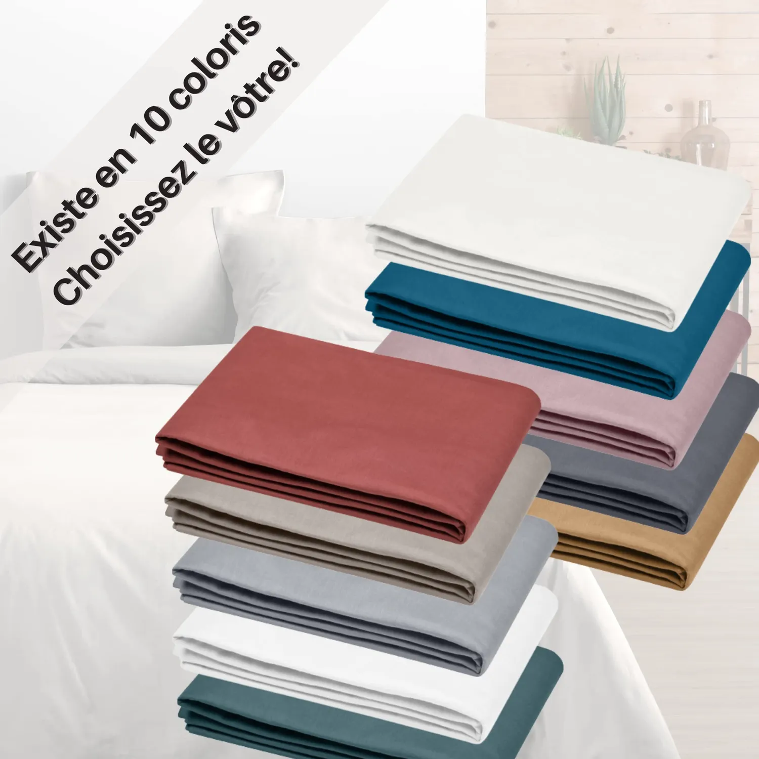 STOF Eden drap plat 240x300 cm ivoire coton