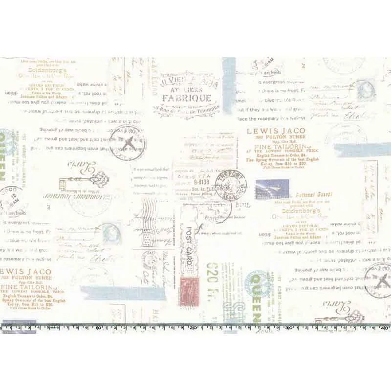 Yoko Saito 2026-06-A03 tissu coton écru lettres 33x35cm