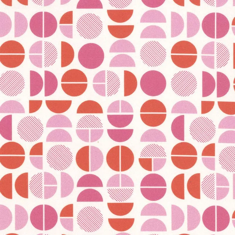 Yoko Saito tissu coton USA rose cercles au mètre