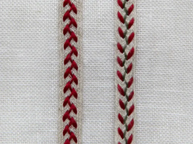 La Croix et La Manière galon point d'épine lin naturel rouge 0,8 cm