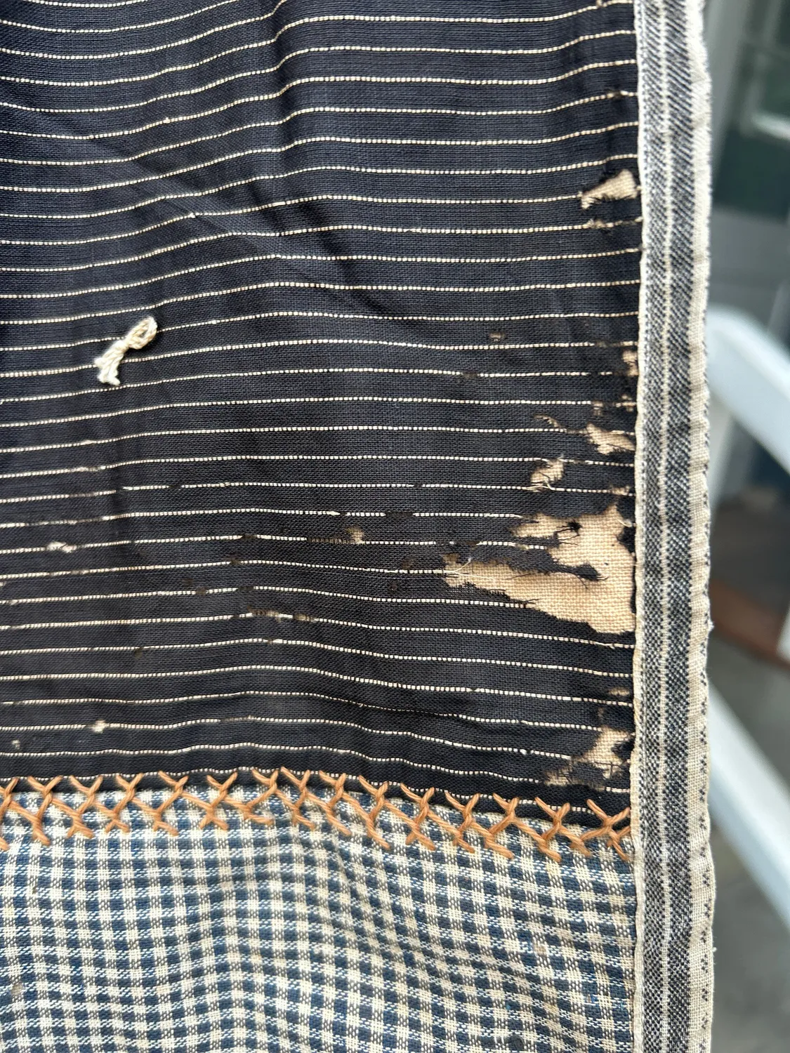 French General Antique Workwear crazy quilt 190x203cm