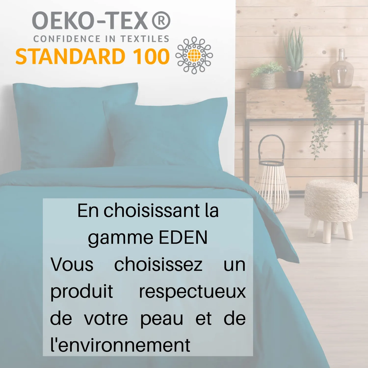 Stof Eden taie oreiller 63x63 cm pétrole coton