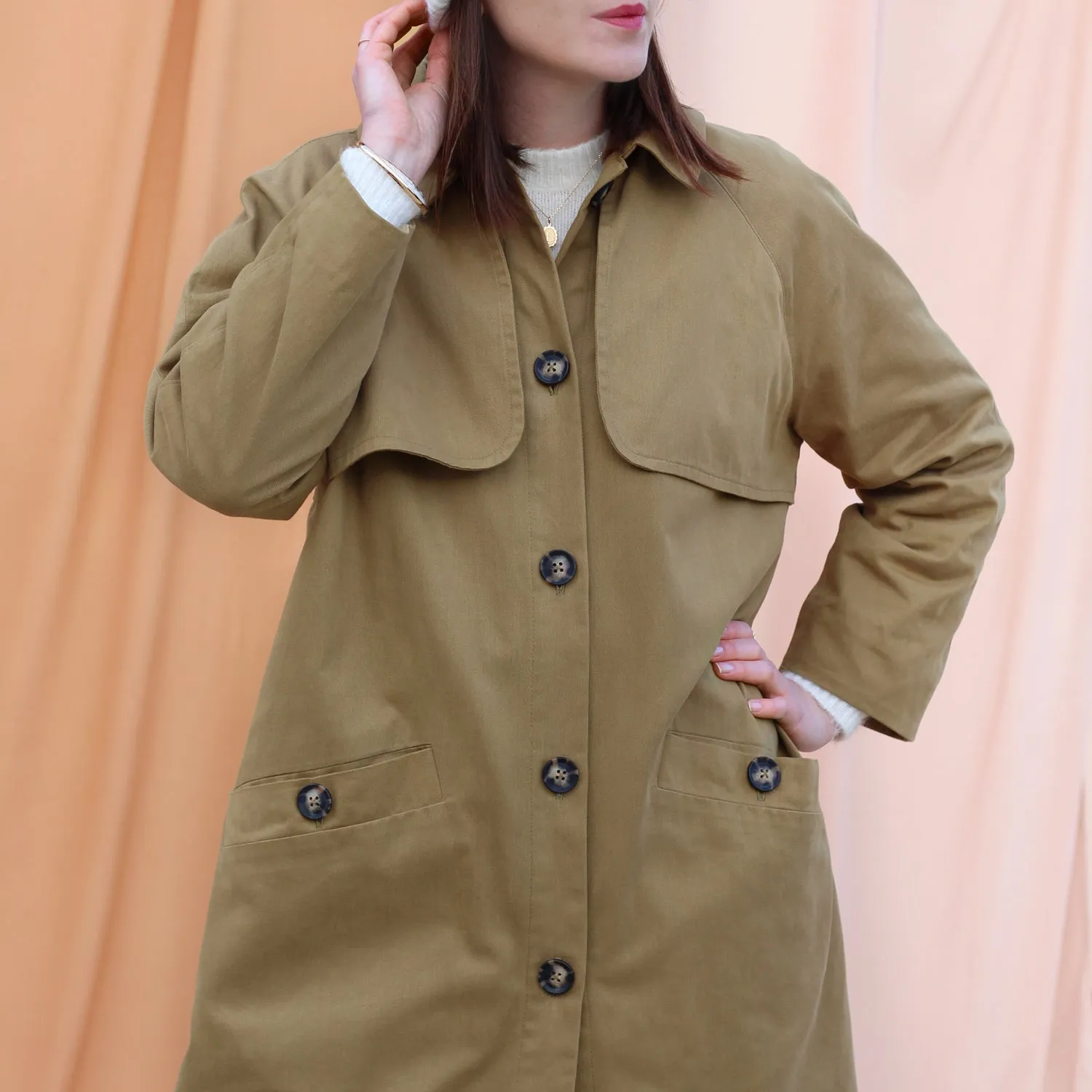 La Maison Naïve gabardine twill légère tissu olive clair coton bio