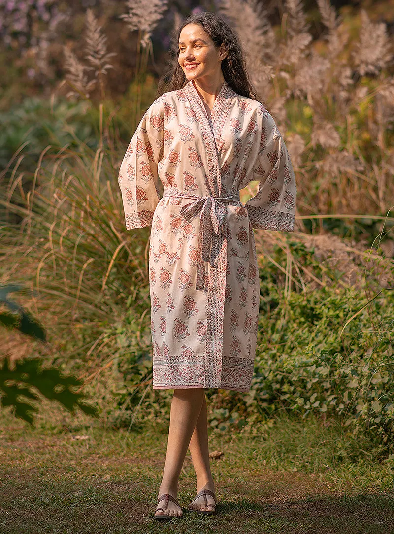 French General Esprit de Provence kimono coton floral taille unique