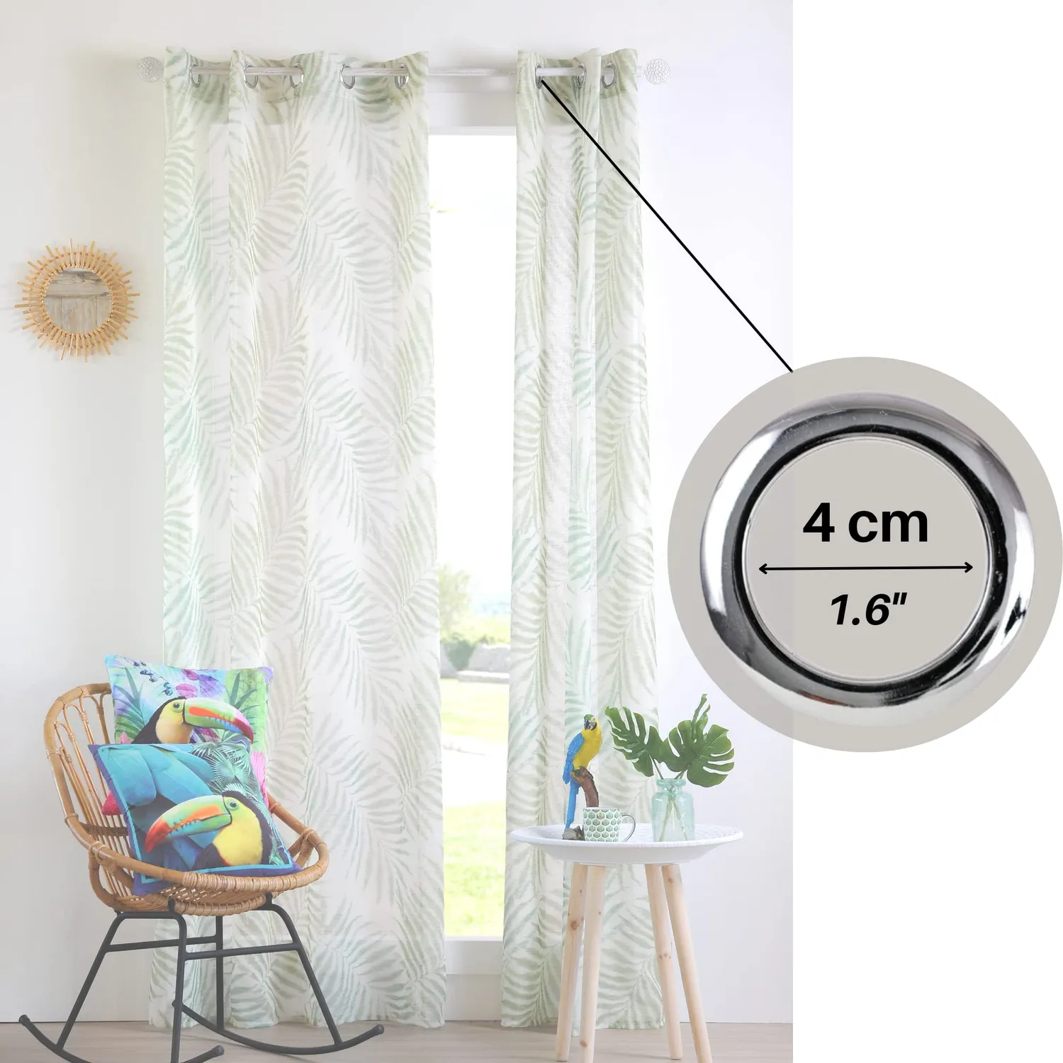Stof Cynara voile 140x260 vert à oeillets