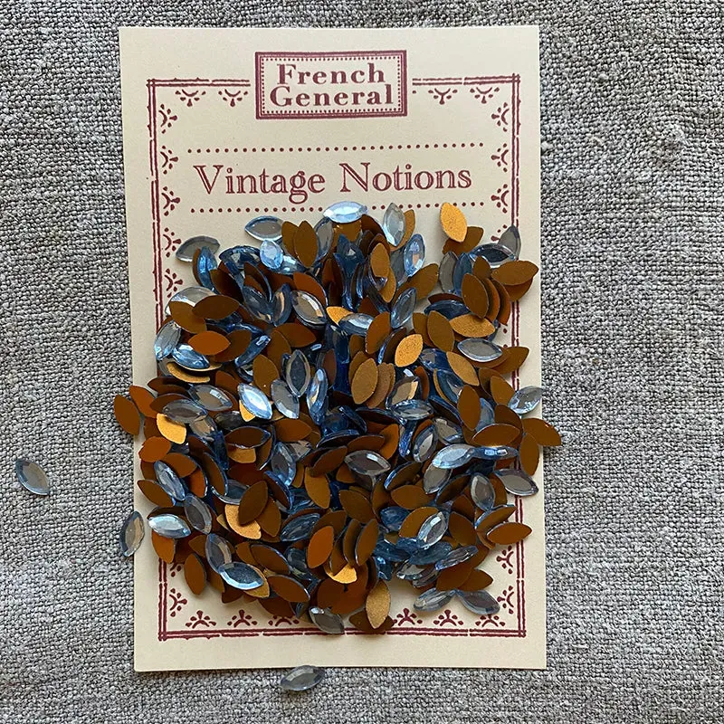 French General vintage bleu pâle cabochons verre 4x10mm lot 432