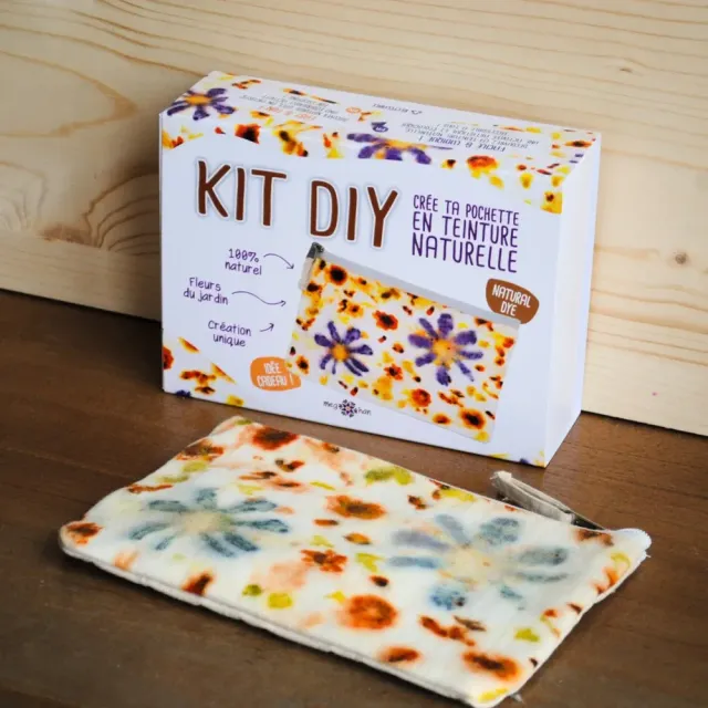 Tribu Indigo Pochette kit DIY teinture naturelle fleurs 18x12 cm