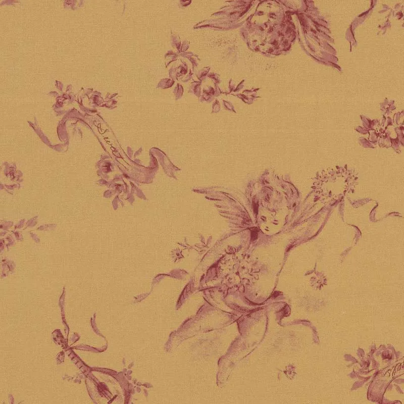 Yoko Saito web2601-A03 tissu coton beige foncé au mètre anges