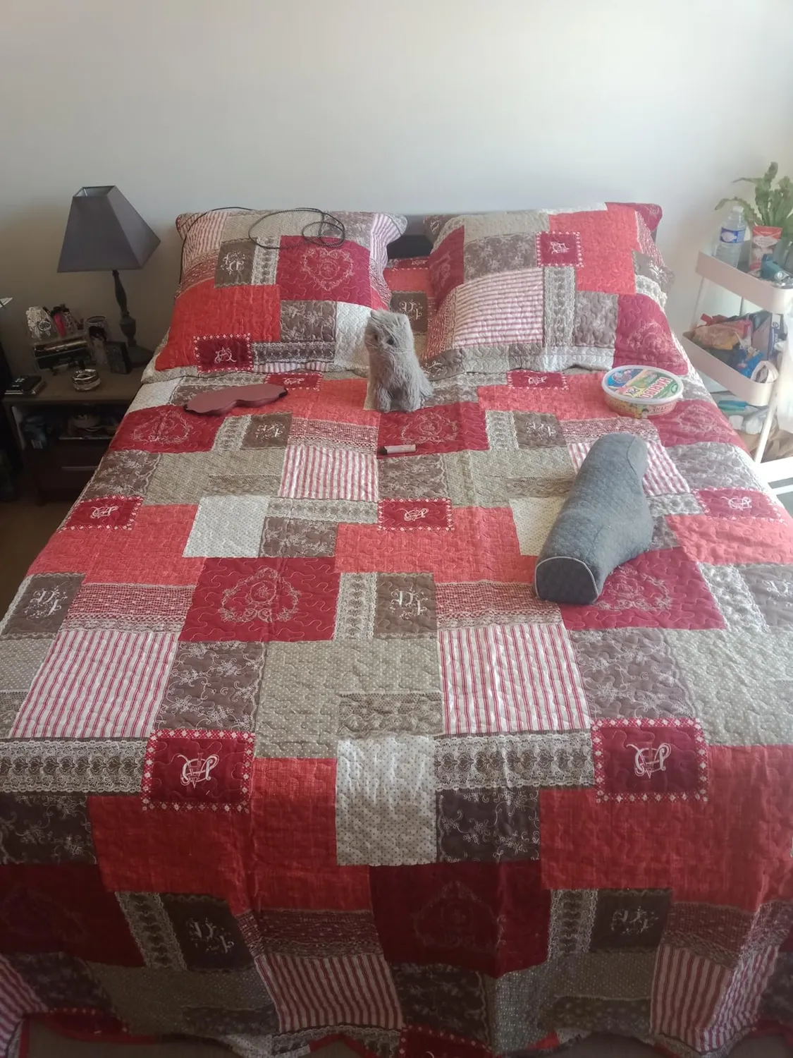 Stof Arkansas boutis 260x240 cm gris + 2 taies patchwork