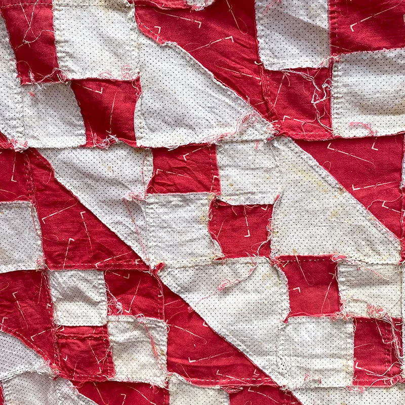 French General Jacob's Ladder dessus quilt ancien rouge 160x180cm