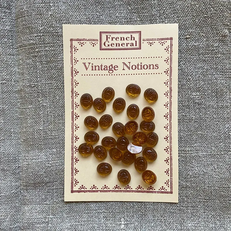 French General scarabée doré cabochons verre 10x12mm lot 30