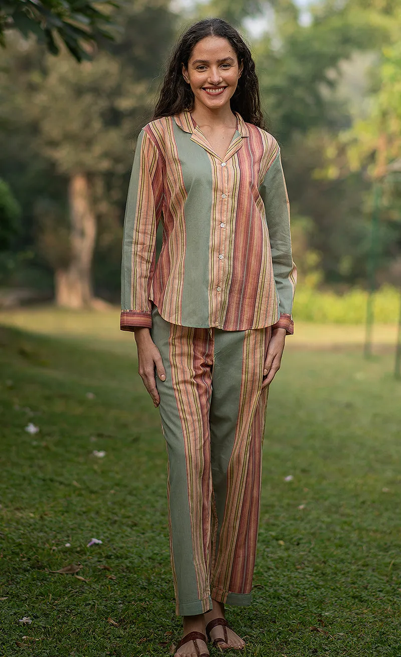 French General L'Esprit de Provence pyjama Primrose Stripe voile coton