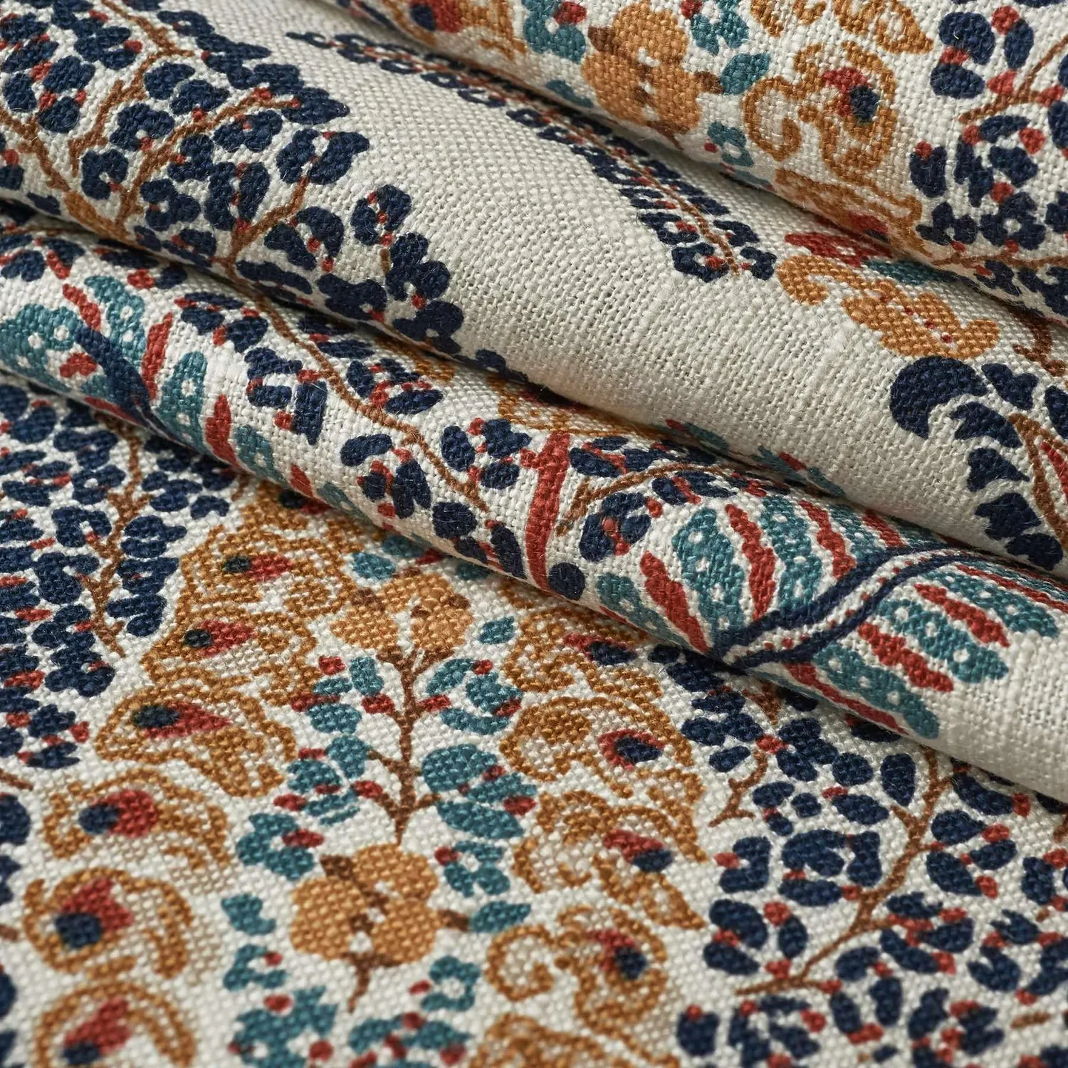 French General Santerre Indigo tissu ameublement lin 137 cm