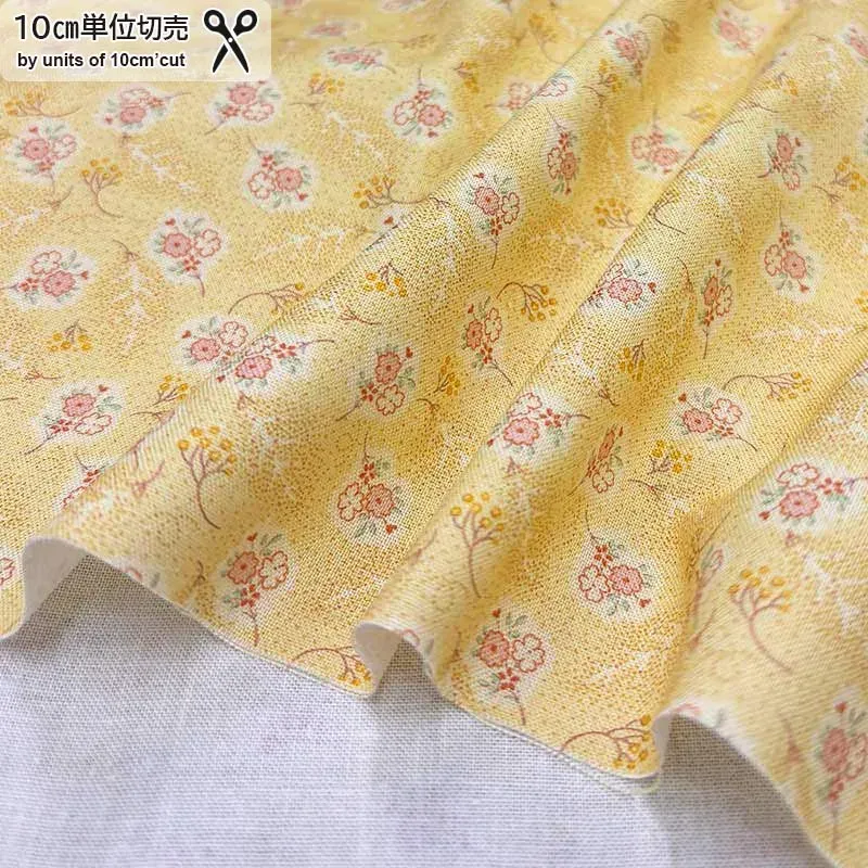 Yoko Saito web2603-A06 tissu coton jaune fleurs au mètre