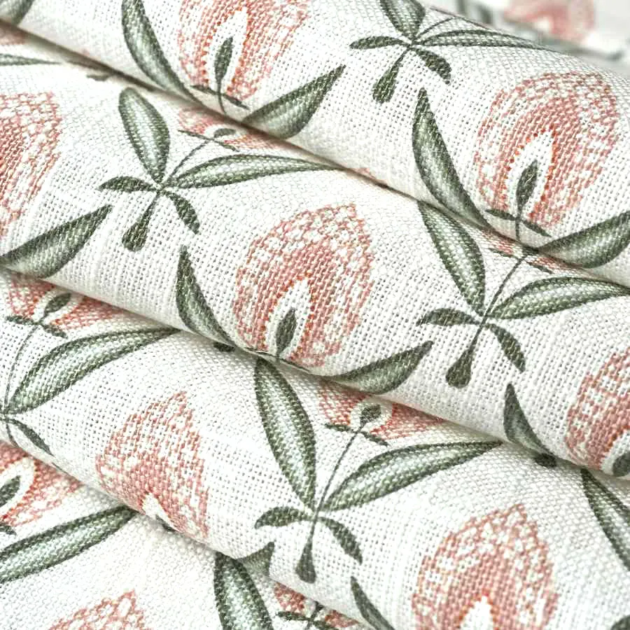 French General Jardin Darcy Rose tissu ameublement lin coton