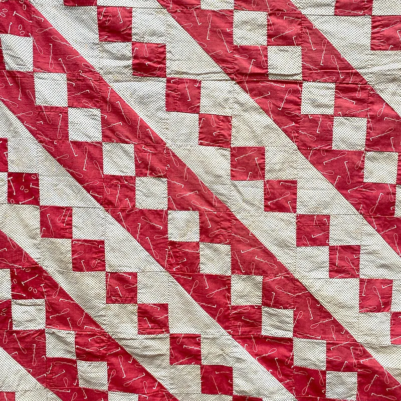French General Jacob's Ladder dessus quilt ancien rouge 160x180cm