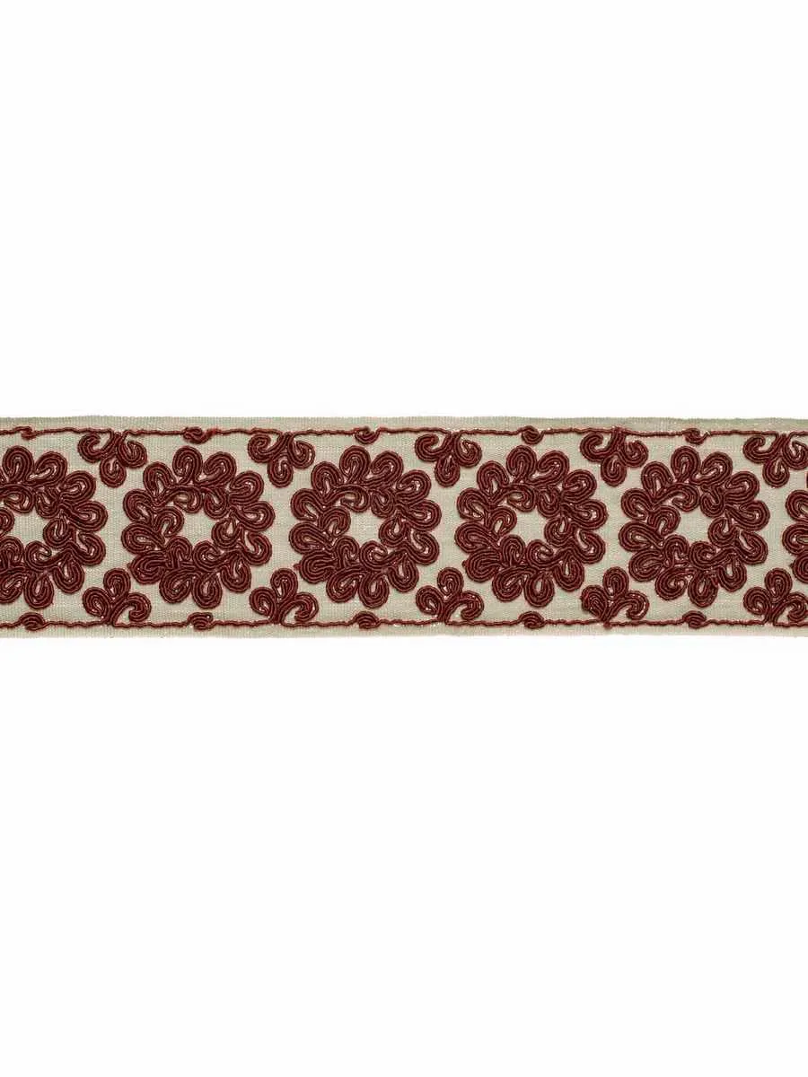 French General Fontenette Rouge galon lin 8,9 cm au mètre