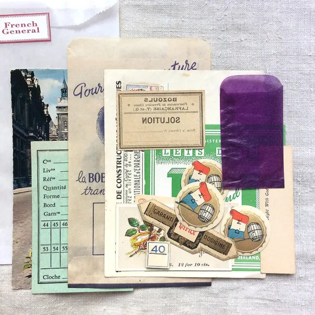 French General Brocante Ephemera Deux papiers anciens vintage