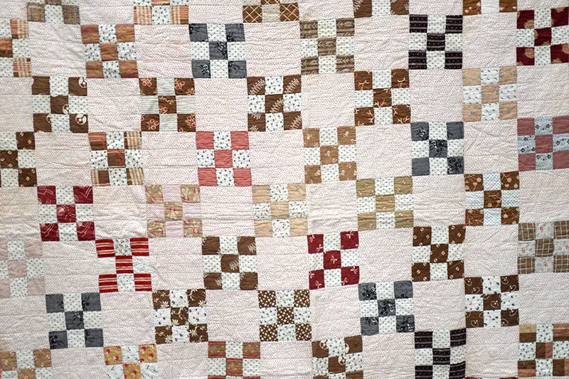 French General Antique Nine Patch quilt ancien 178 x 170 cm