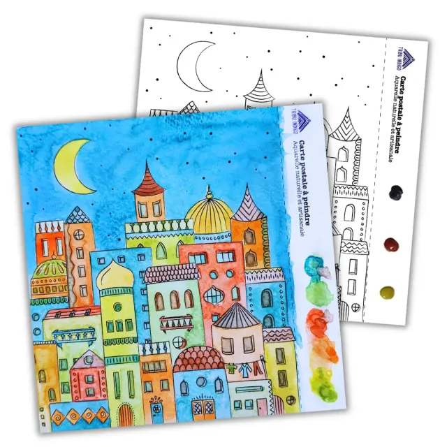 Tribu Indigo carte vœux DIY Cité Orientale à peindre
