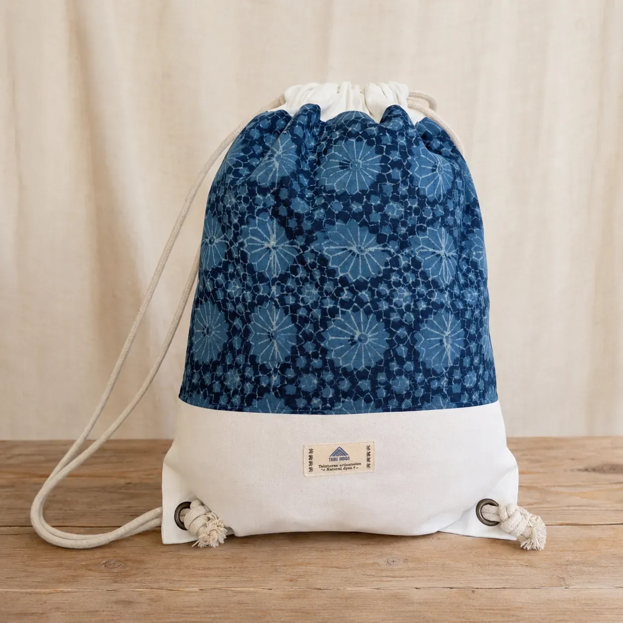Tribu Indigo sac à dos toile bleu indigo 40×30 cm coton bio