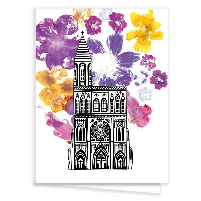 Tribu Indigo Cathédrale carte de vœux florale A6 recyclé