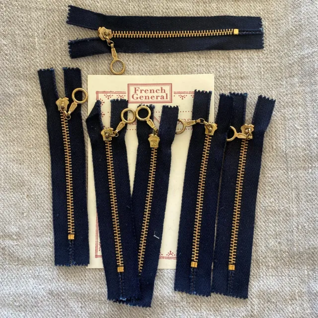 French General Vintage fermeture éclair marine 15 cm lot 6