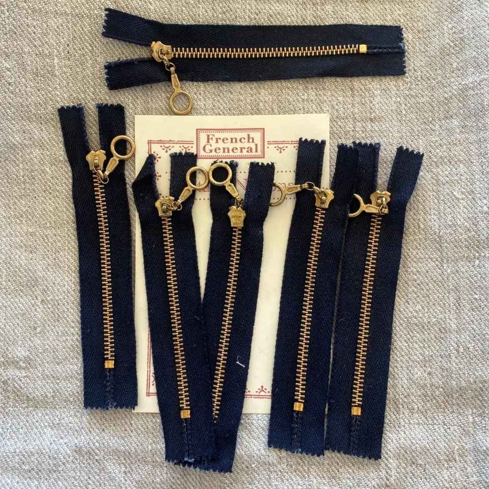 French General Vintage fermeture éclair marine 15 cm lot 6