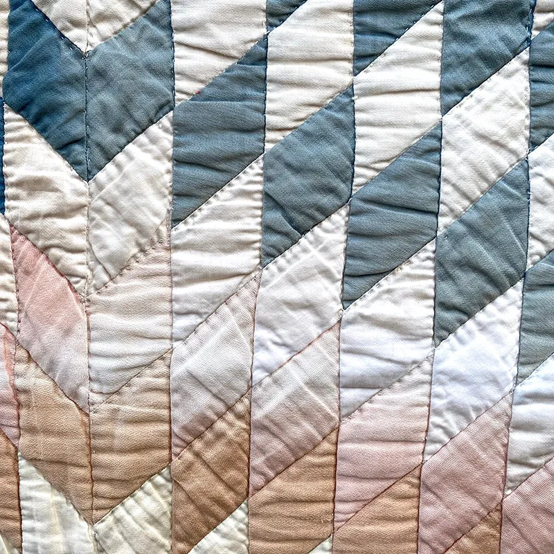 French General Vintage Lone Star quilt ancien pastel 173x178
