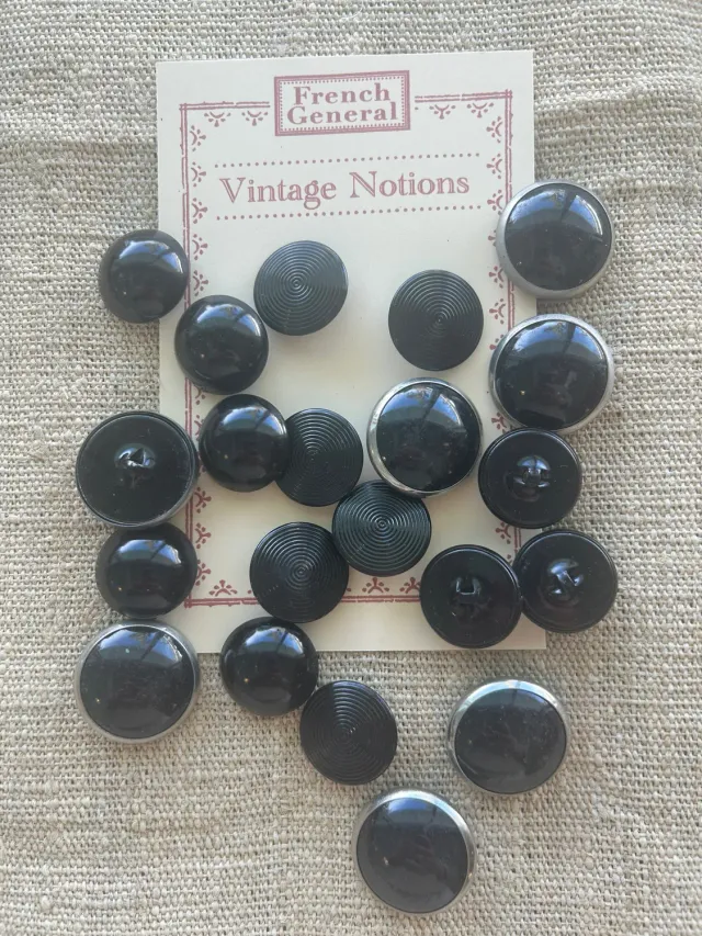 French General boutons métal noirs sachet vintage