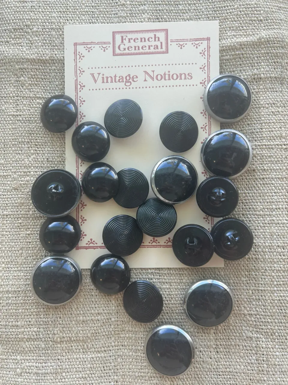 French General boutons métal noirs sachet vintage