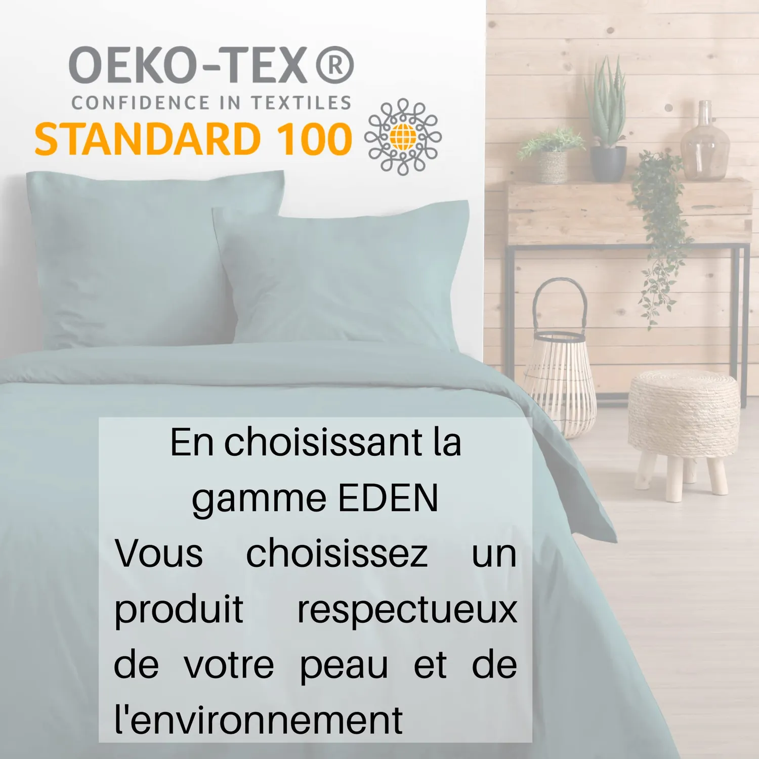 STOF Eden drap plat 240x300 cm eucalyptus 100% coton