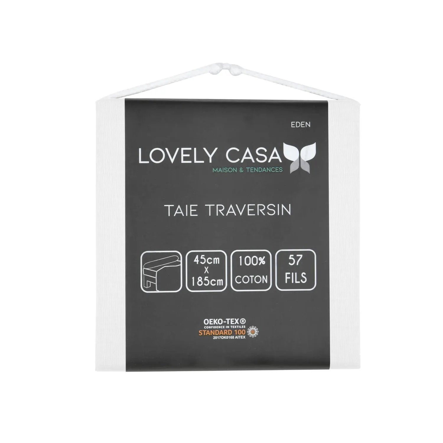 STOF Eden taie de traversin 45x185 blanc coton