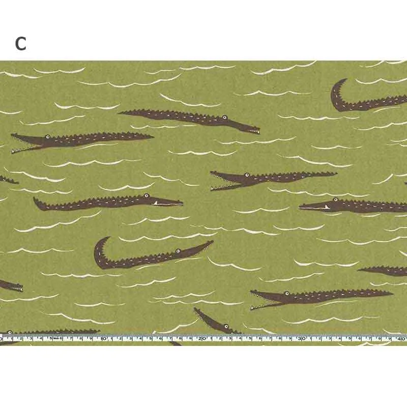 Yoko Saito 10627 tissu toile coton lin crocodiles au mètre