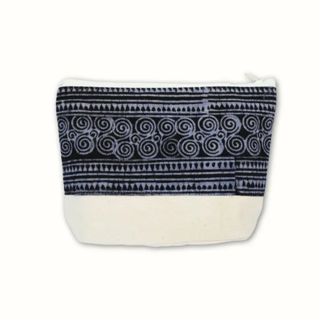 Tribu Indigo Hmong pochette tissu 18x15 cm indigo