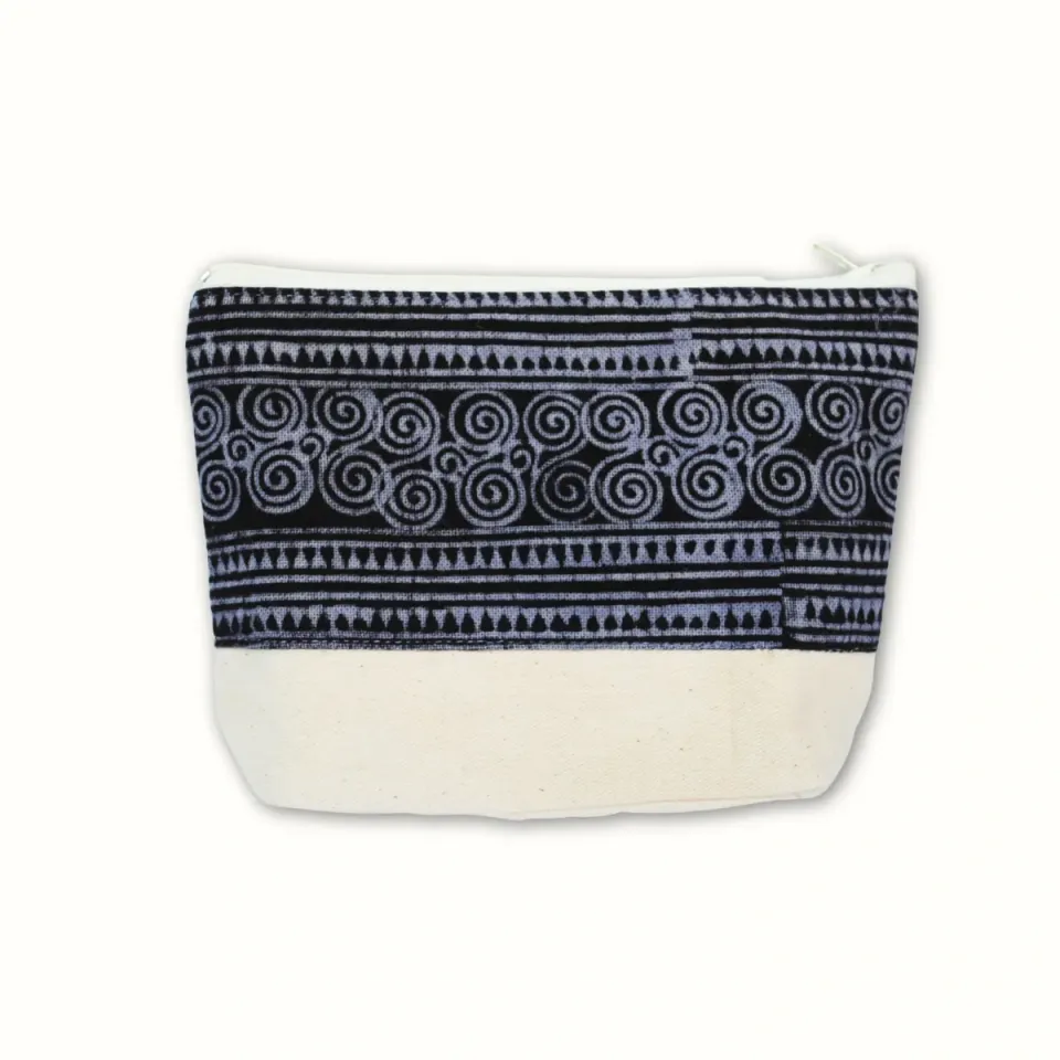 Tribu Indigo Hmong pochette tissu 18x15 cm indigo
