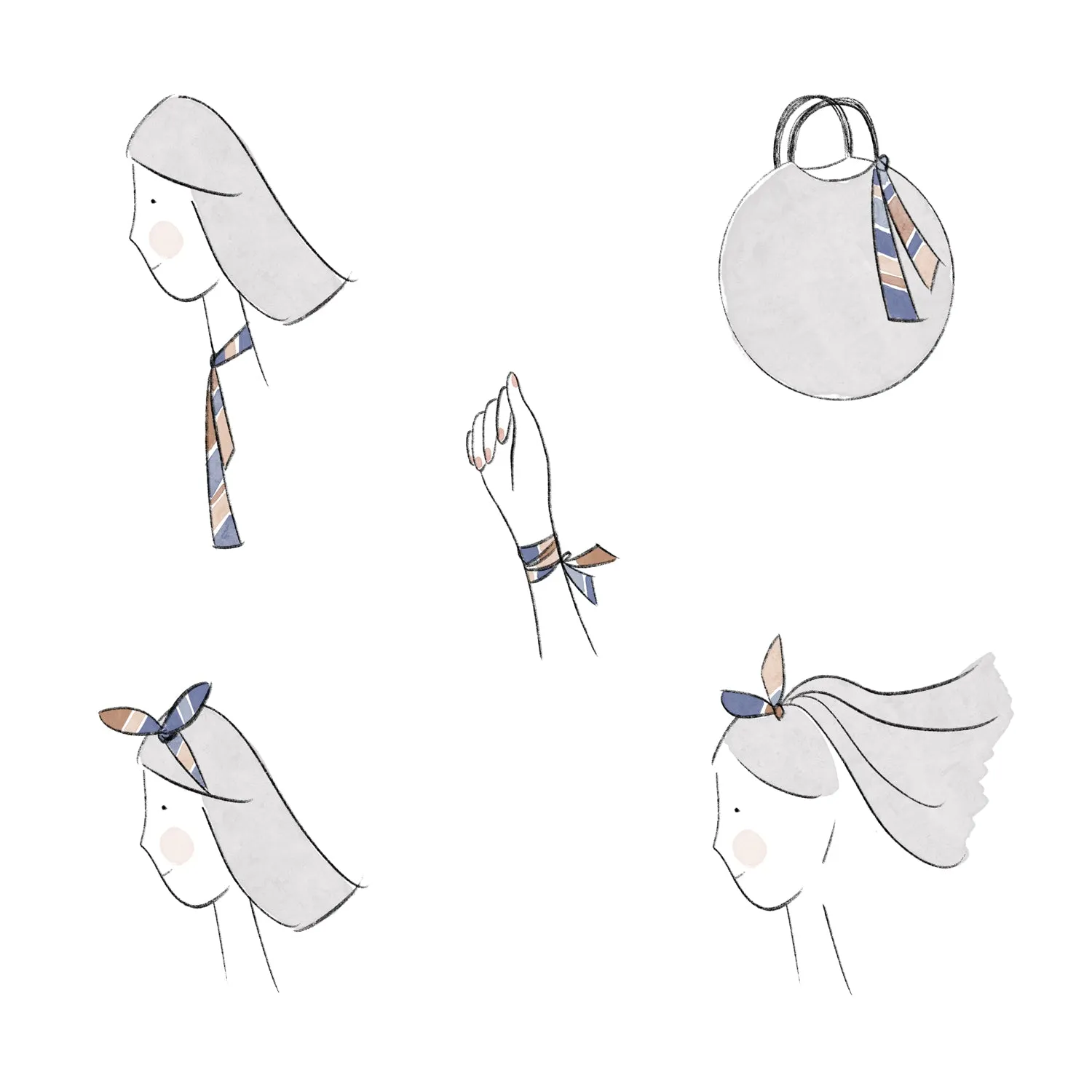 La Maison Naïve Prairie Tomette foulard à nouer kit couture satin