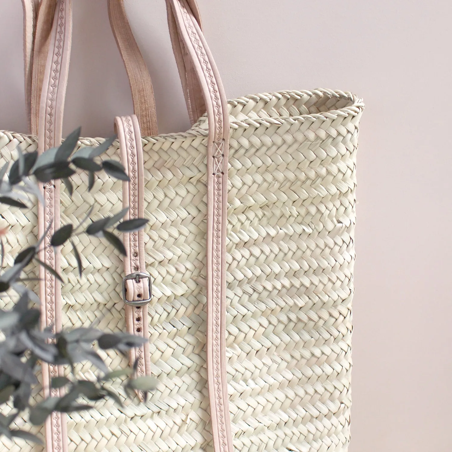 La Maison Naïve Palme et Cuir Rose sac à dos palme rose