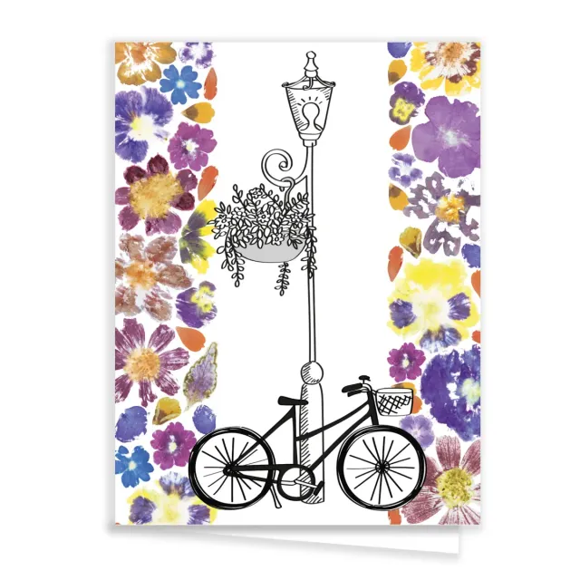 Tribu Indigo fleurie carte de vœux vélo A6 tatakizome