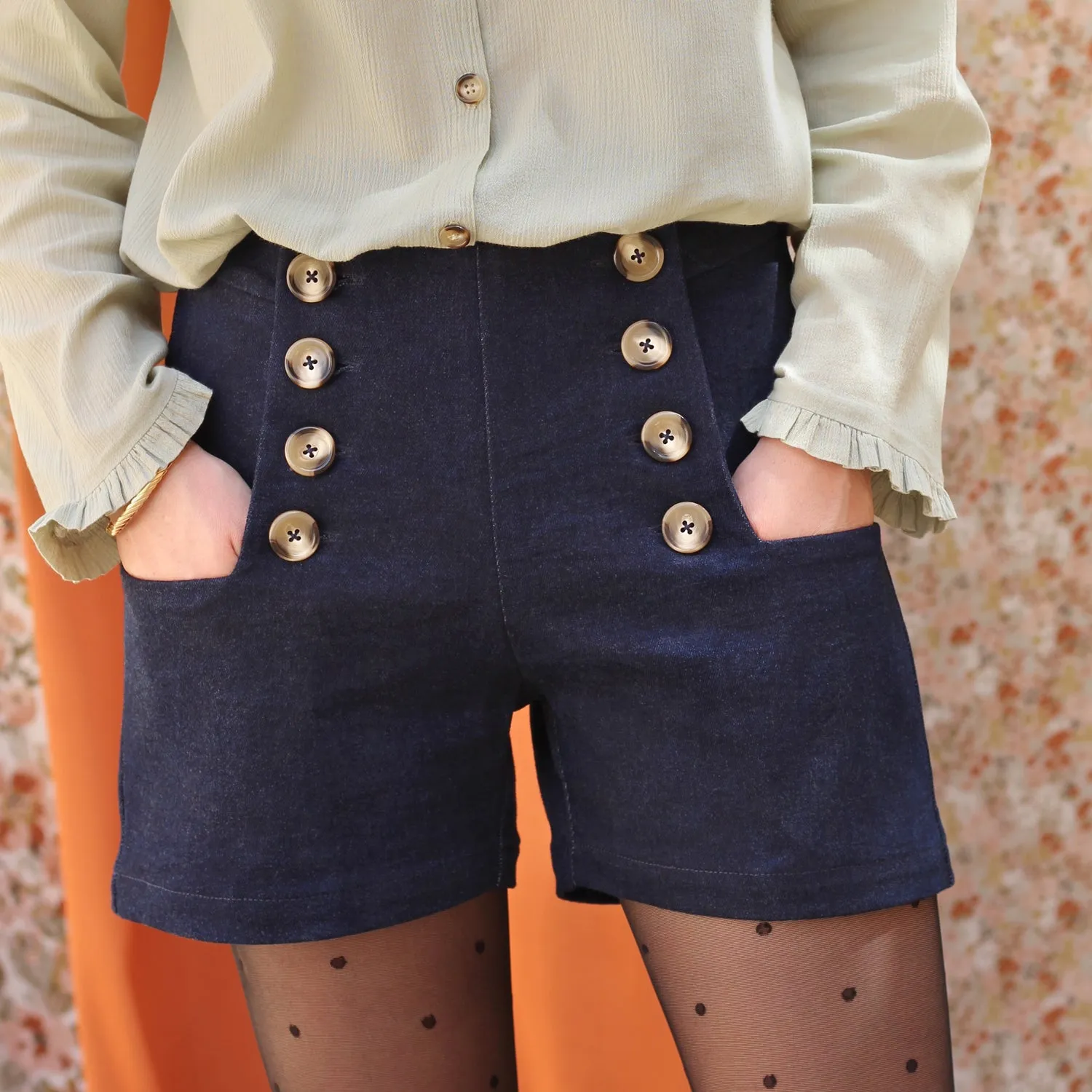 La Maison Naïve jean lavé bleu foncé tissu denim coton stretch